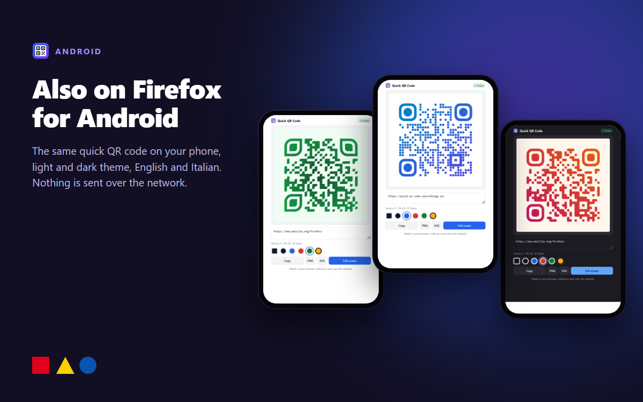 Quick QR Code on Firefox for Android